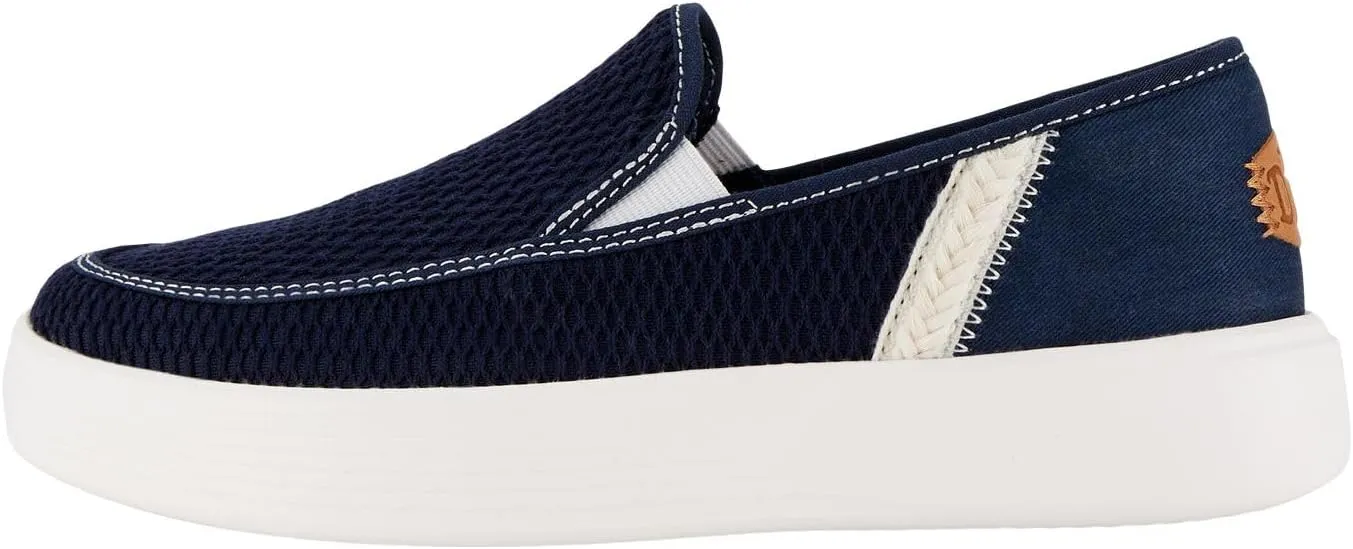 Hey Dude Unisex-Adult Sunapee Craft Shoes, Mesh Stripe Navy, 7 Women/5 Men