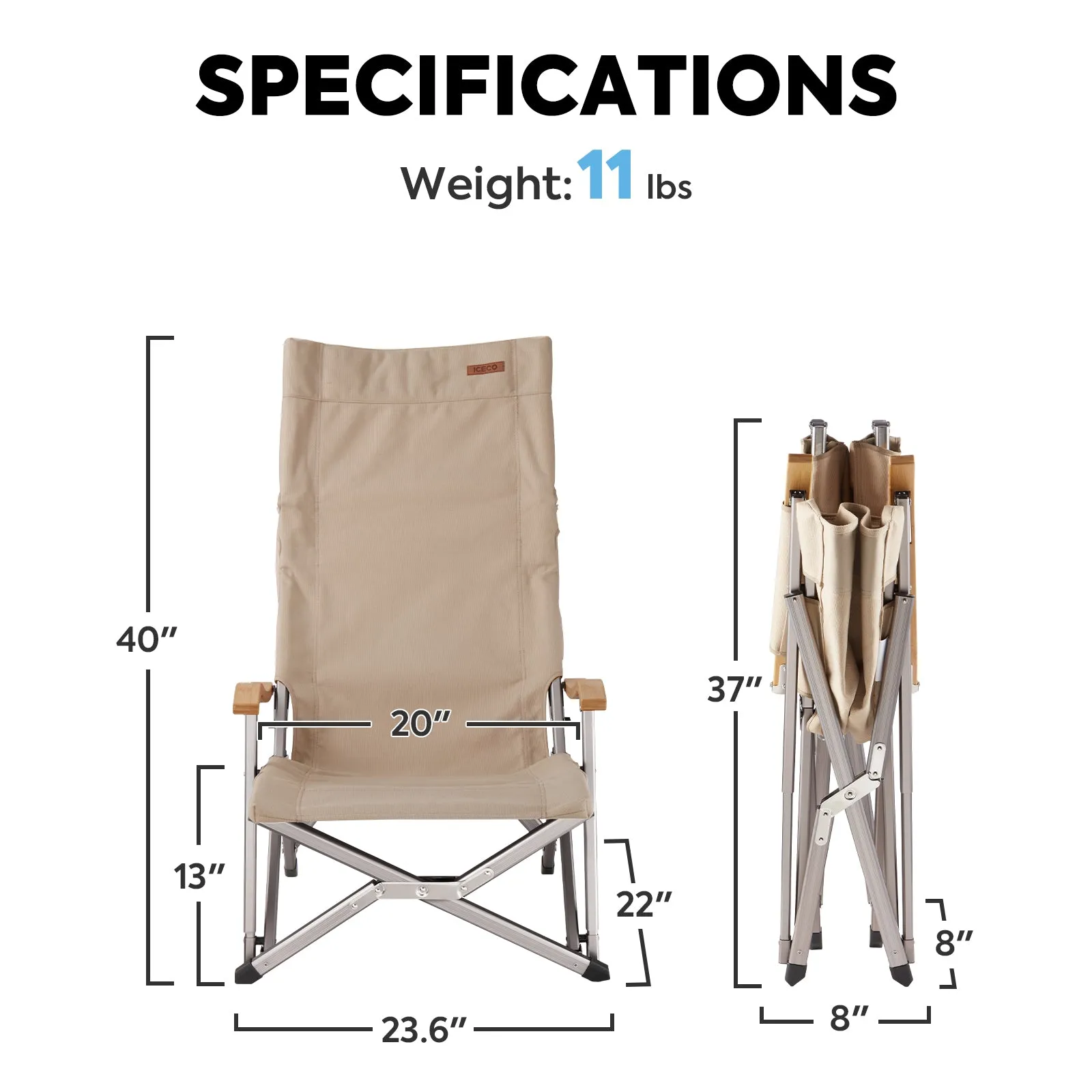 Hi1600L Folding Camping Chairs for Outside | ICECO