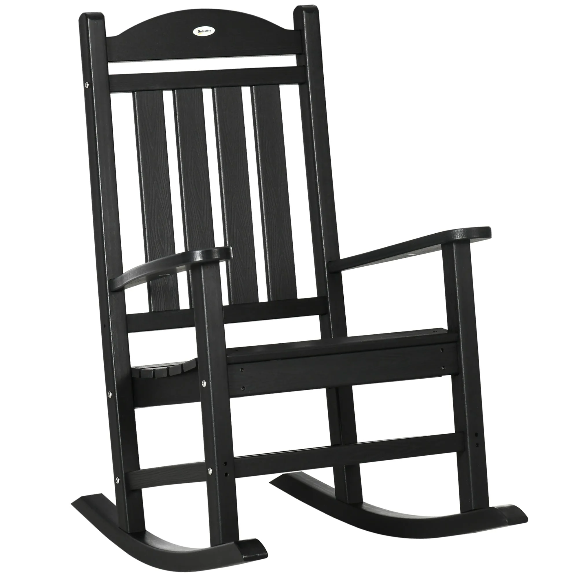 High Back All-Weather HDPE Rocking Chair with Oversized Seat & 350lb Weight Capacity, Black