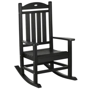 High Back All-Weather HDPE Rocking Chair with Oversized Seat & 350lb Weight Capacity, Black