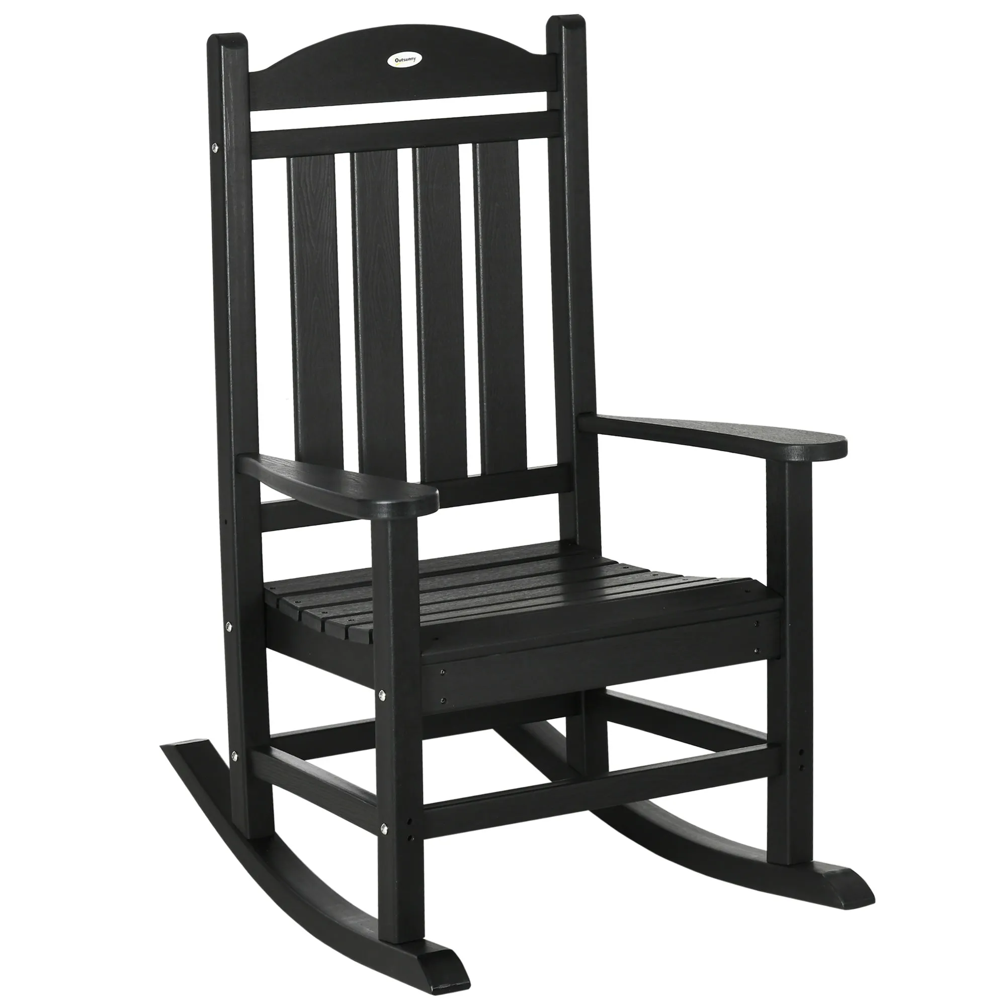 High Back All-Weather HDPE Rocking Chair with Oversized Seat & 350lb Weight Capacity, Black