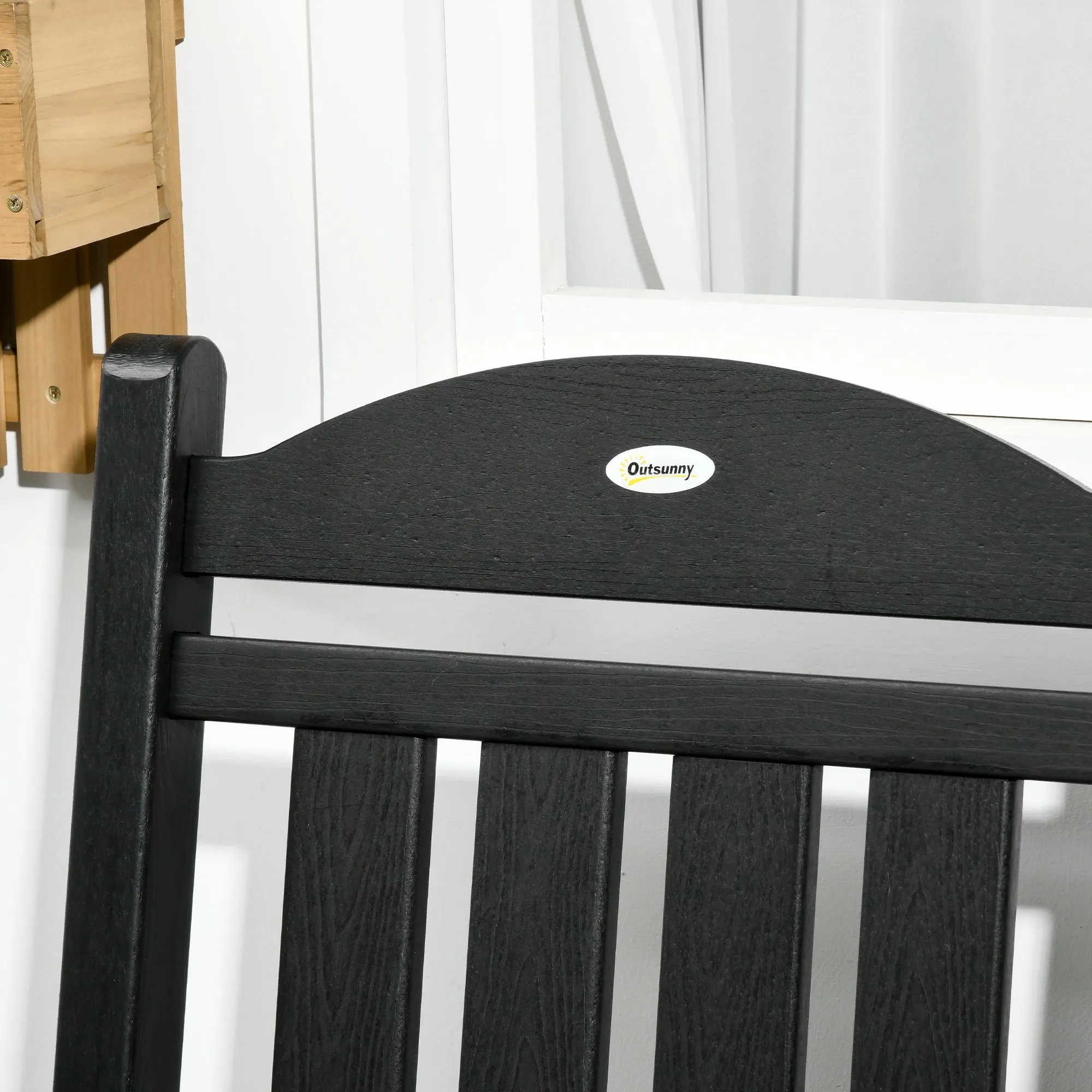 High Back All-Weather HDPE Rocking Chair with Oversized Seat & 350lb Weight Capacity, Black