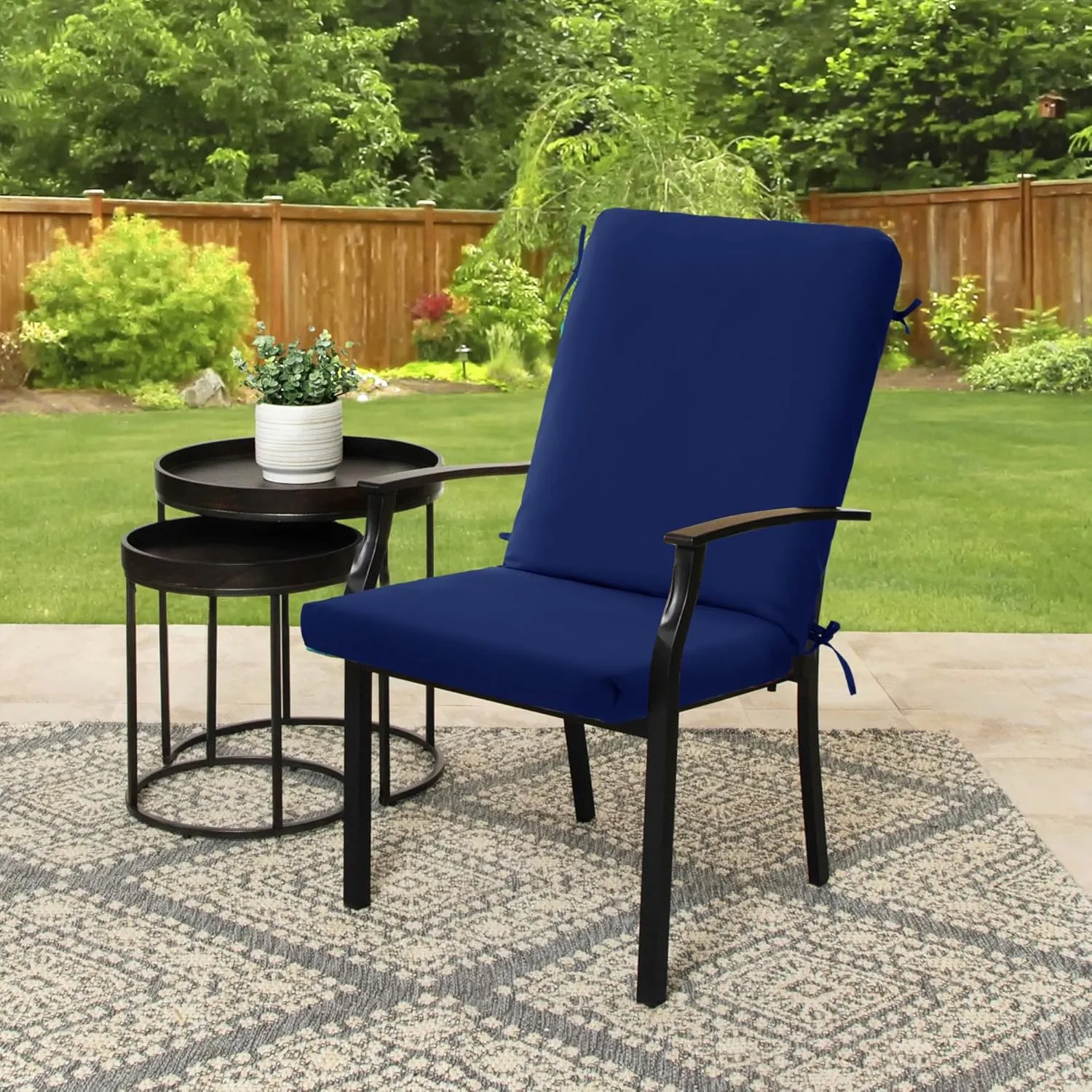 High Back Outdoor Chair Cushions 44''x20'' - Patio Dining Chair Cushions with Waterproof, Fade-Resistant, Removable & Machine-Washable Covers, Navy Blue