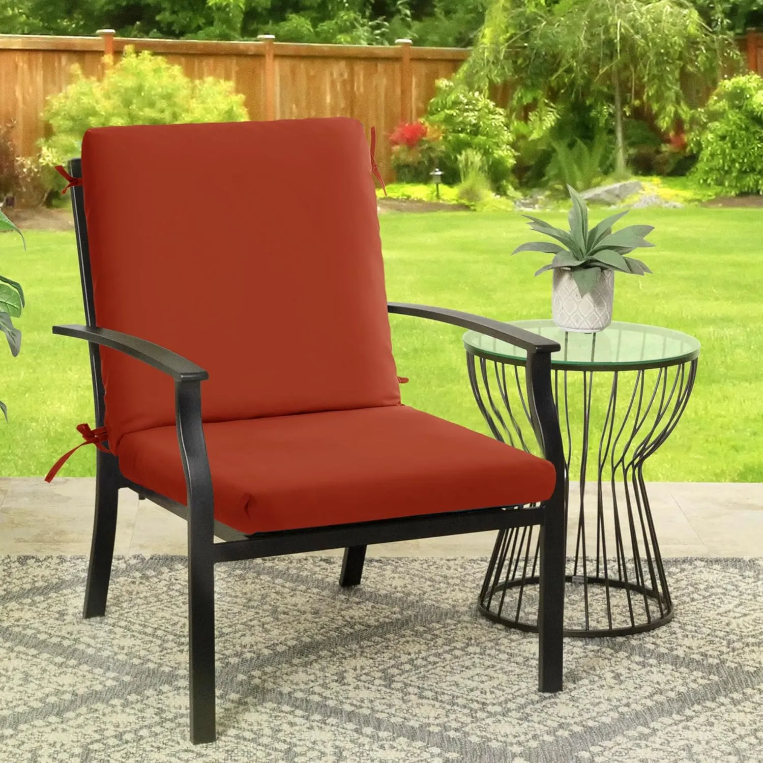 High Back Outdoor Chair Cushions 44''x20'' - Patio Dining Chair Cushions with Waterproof, Fade-Resistant, Removable & Machine-Washable Covers, Rust