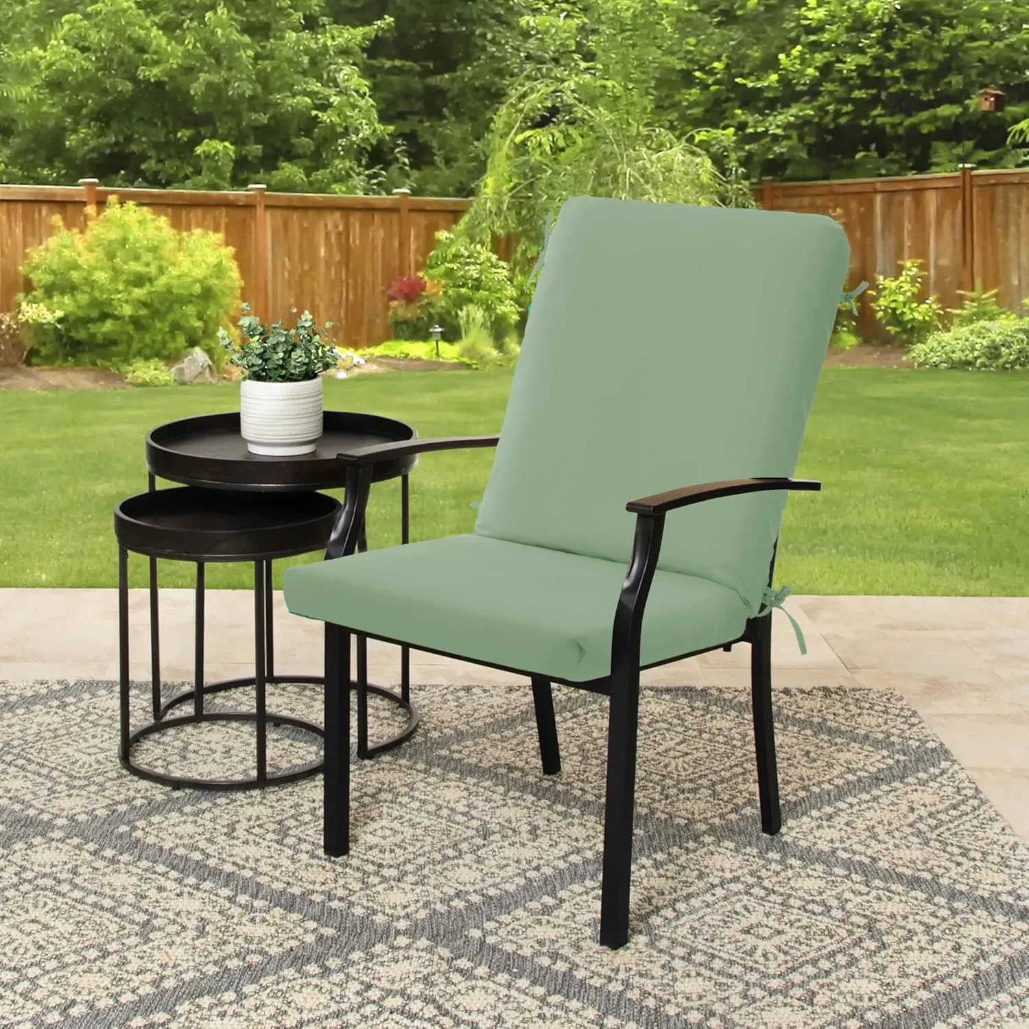 High Back Outdoor Chair Cushions 44''x20'' - Patio Dining Chair Cushions with Waterproof, Fade-Resistant, Removable & Machine-Washable Covers, Sage Green