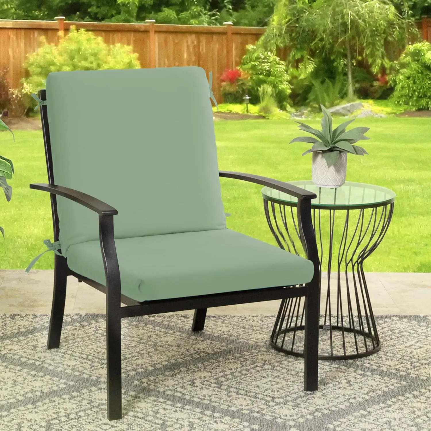 High Back Outdoor Chair Cushions 44''x20'' - Patio Dining Chair Cushions with Waterproof, Fade-Resistant, Removable & Machine-Washable Covers, Sage Green