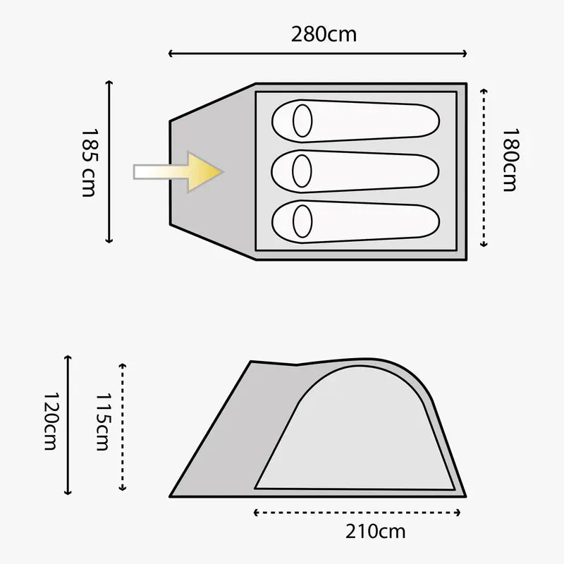 Highlander Juniper 3 Man Dome Tent