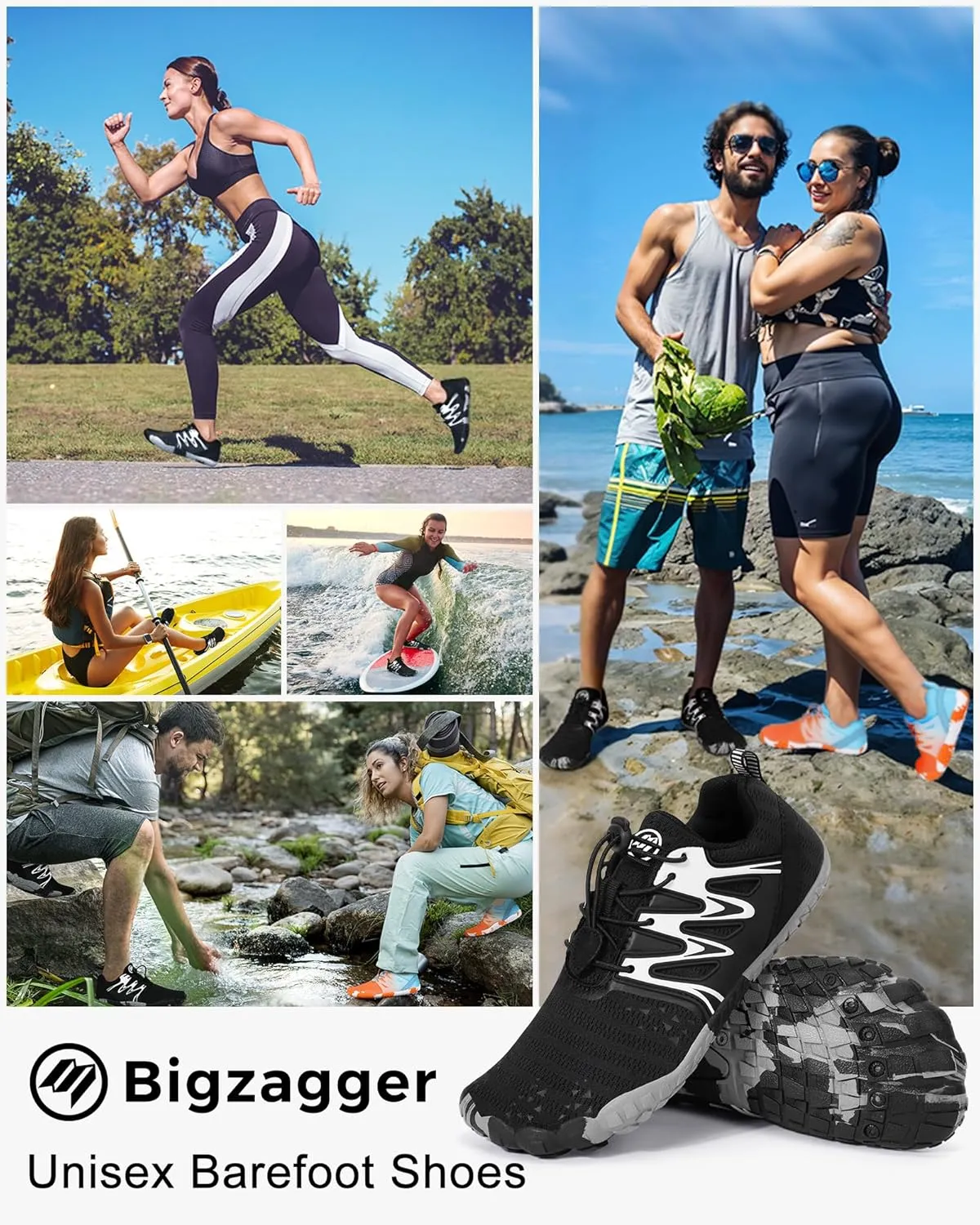 Hike Barefoot Shoes Womens Mens Footwear, Pro Water Shoe Women Men Barefoot Hiking Beach Grounding Shoes for Travel, Wide Toe Box Zero Drop Non-Slip Breathable Lightweight