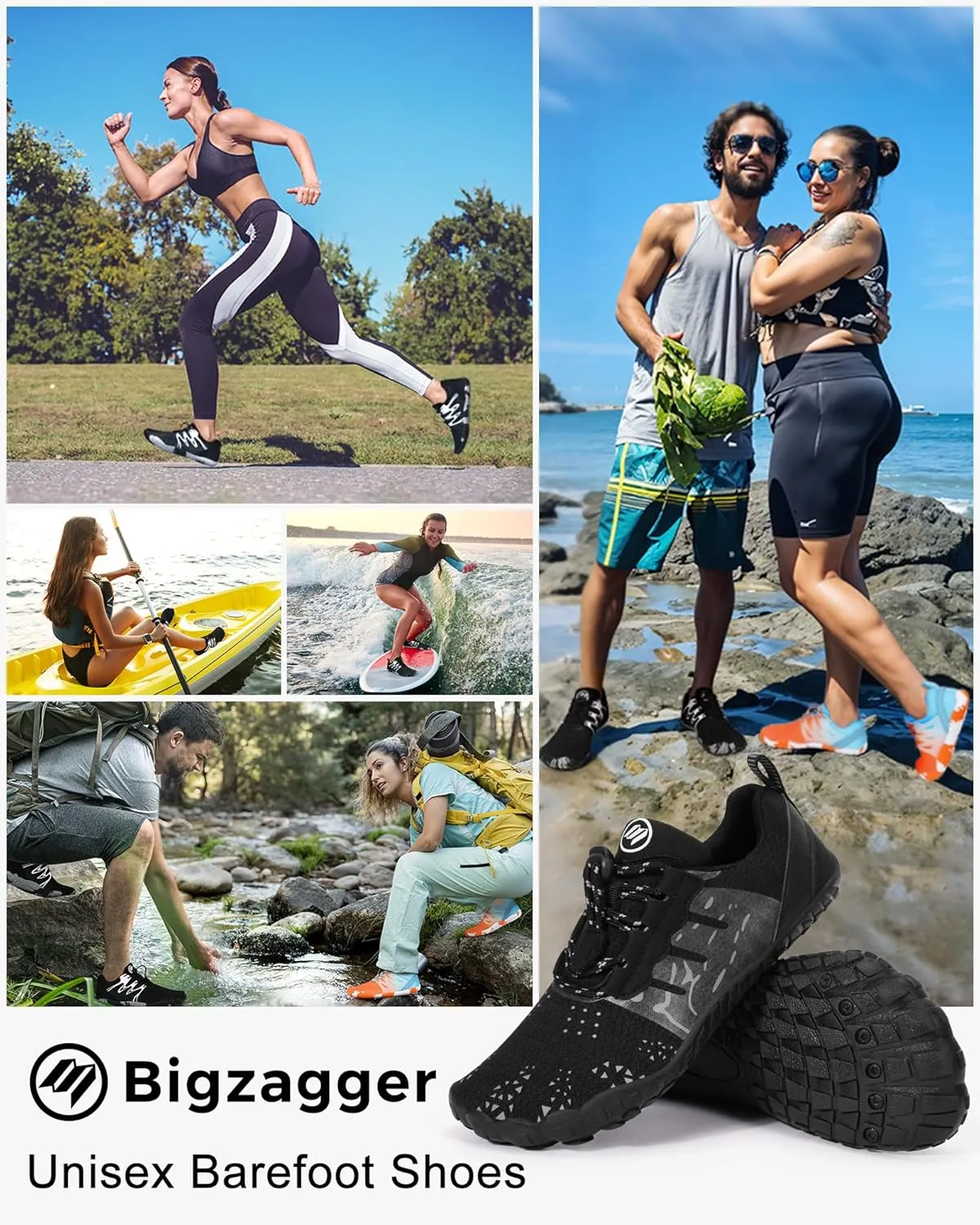 Hike Barefoot Shoes Womens Mens Footwear, Pro Water Shoe Women Men Barefoot Hiking Beach Grounding Shoes for Travel, Wide Toe Box Zero Drop Non-Slip Breathable Lightweight