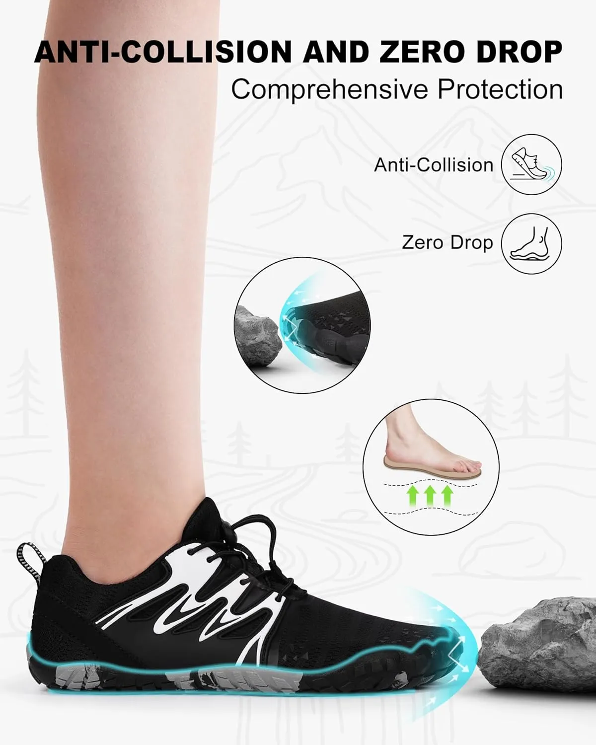 Hike Barefoot Shoes Womens Mens Footwear, Pro Water Shoe Women Men Barefoot Hiking Beach Grounding Shoes for Travel, Wide Toe Box Zero Drop Non-Slip Breathable Lightweight