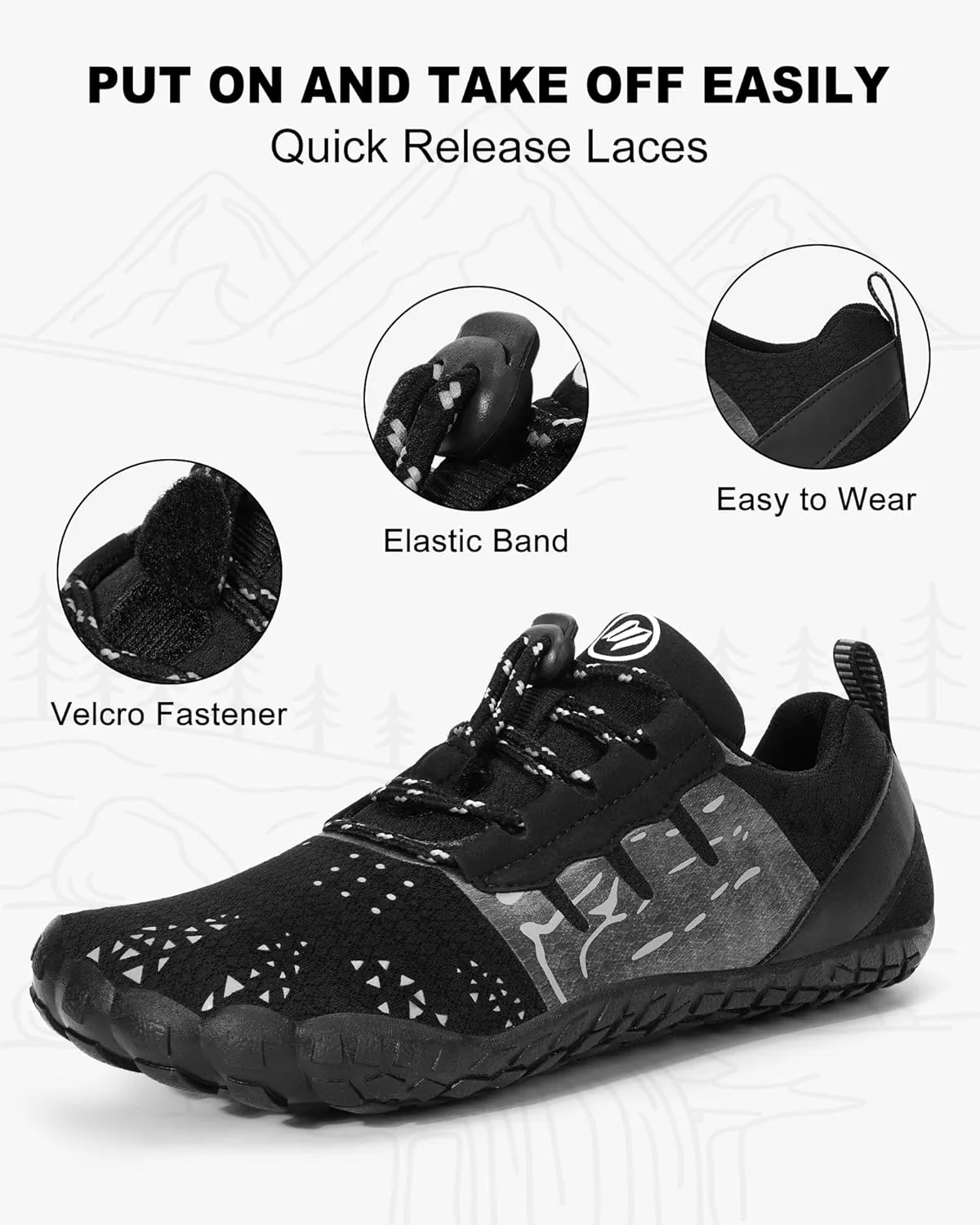 Hike Barefoot Shoes Womens Mens Footwear, Pro Water Shoe Women Men Barefoot Hiking Beach Grounding Shoes for Travel, Wide Toe Box Zero Drop Non-Slip Breathable Lightweight