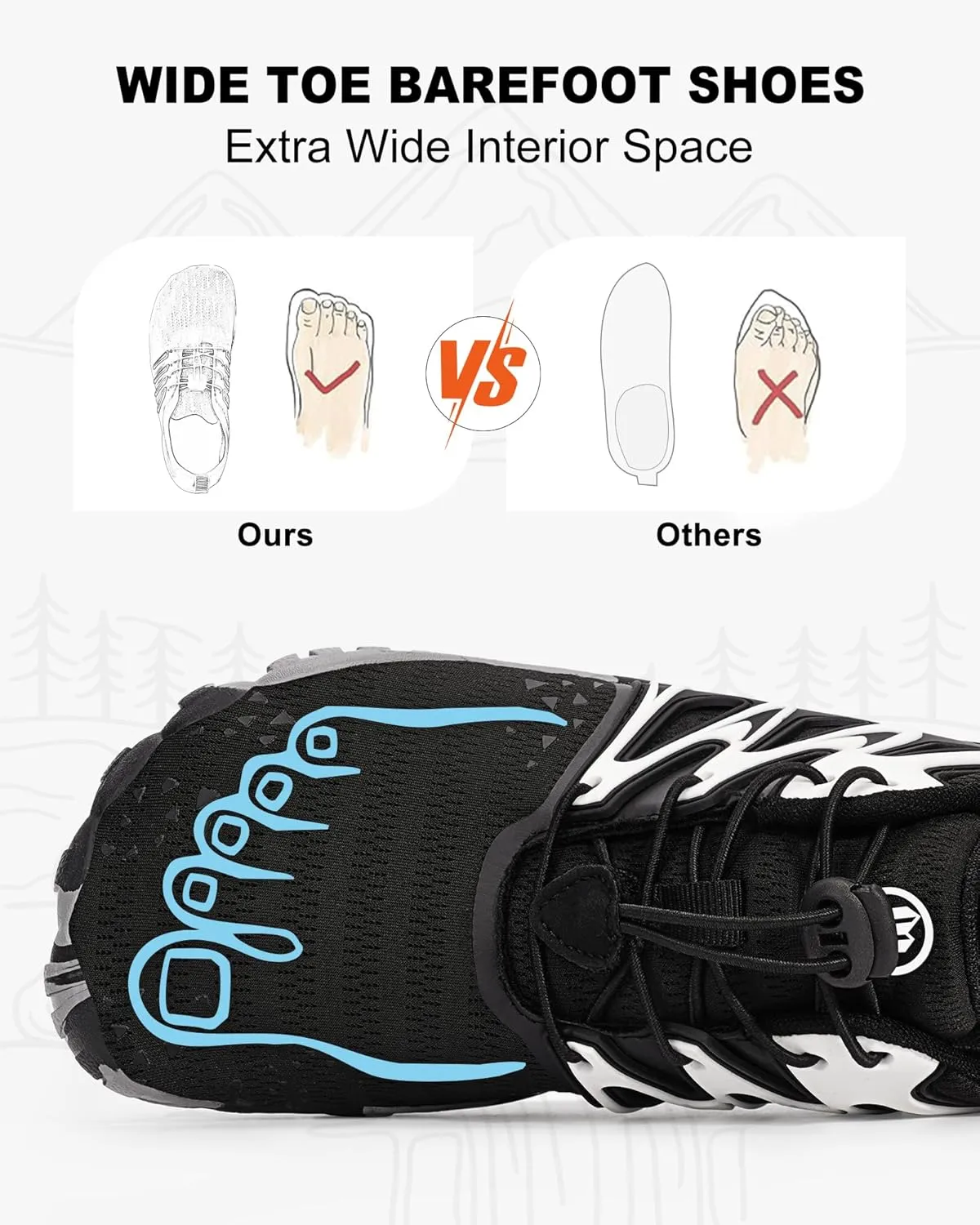 Hike Barefoot Shoes Womens Mens Footwear, Pro Water Shoe Women Men Barefoot Hiking Beach Grounding Shoes for Travel, Wide Toe Box Zero Drop Non-Slip Breathable Lightweight