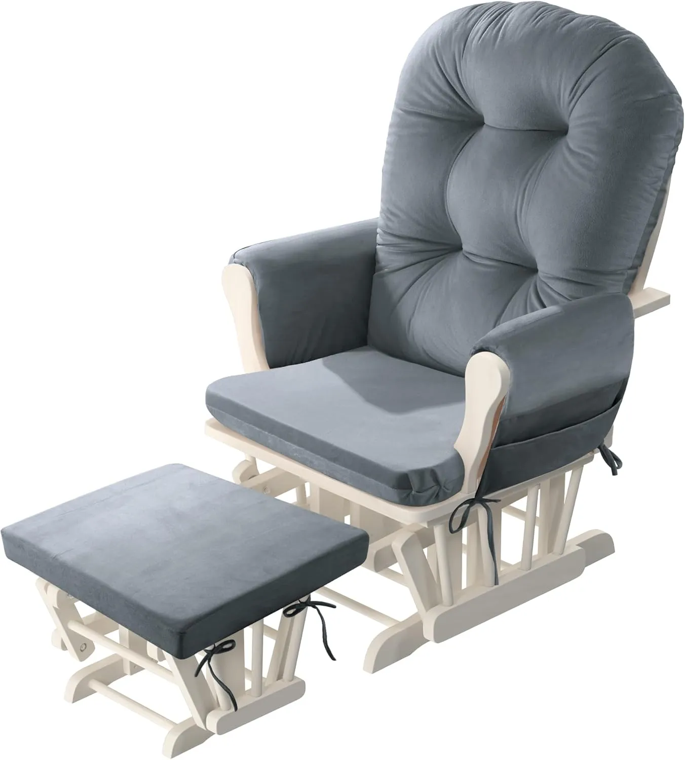 HOMBYS Glider Rocker Replacement Cushions 5 PCS with Storage Side Pocket, Velvet Fabric, Foam & Microfiber Filling, Non-Slip & Washable,Thickened & Supportive, Designed for Glider Rocking Chair