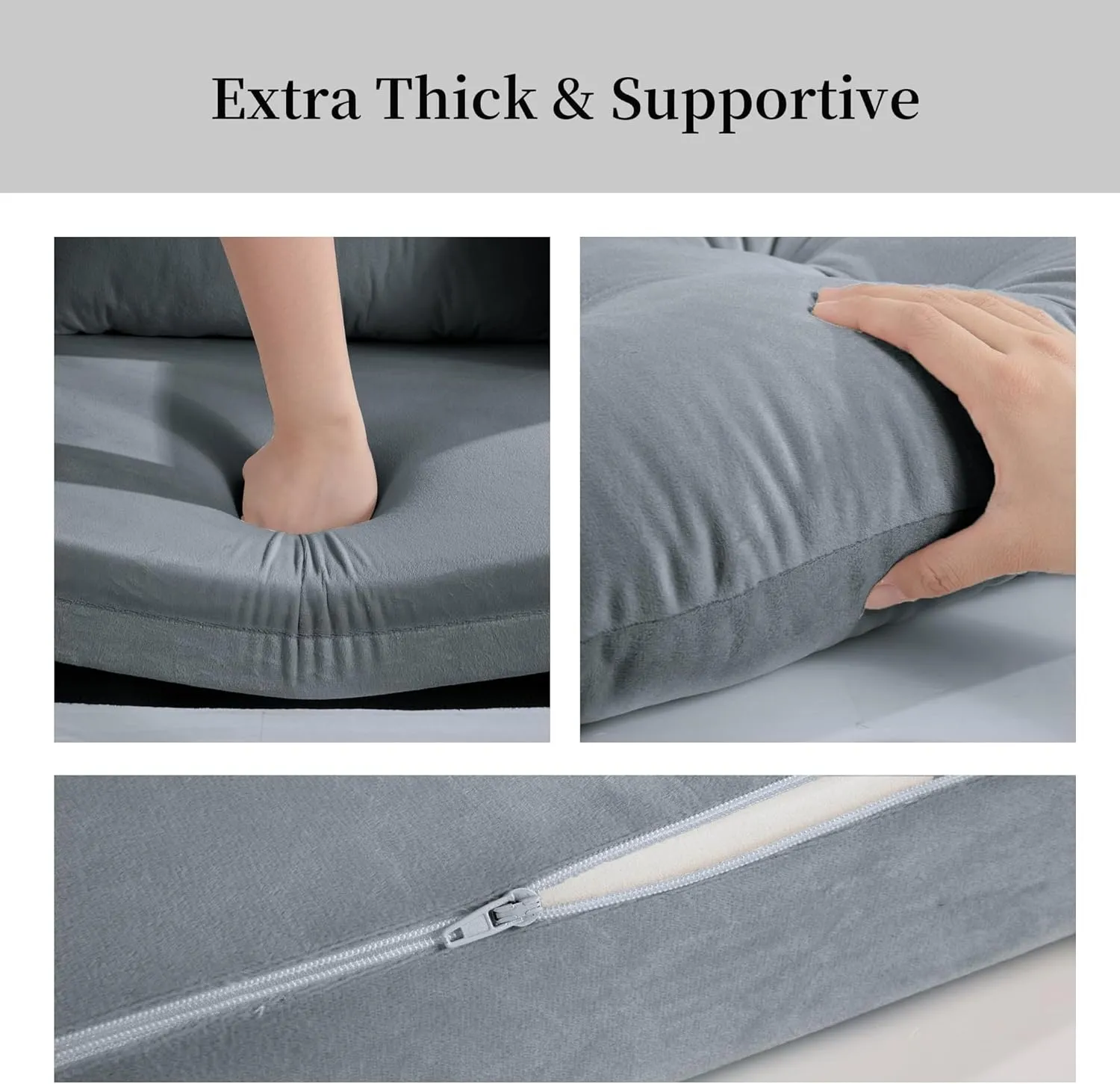 HOMBYS Glider Rocker Replacement Cushions 5 PCS with Storage Side Pocket, Velvet Fabric, Foam & Microfiber Filling, Non-Slip & Washable,Thickened & Supportive, Designed for Glider Rocking Chair
