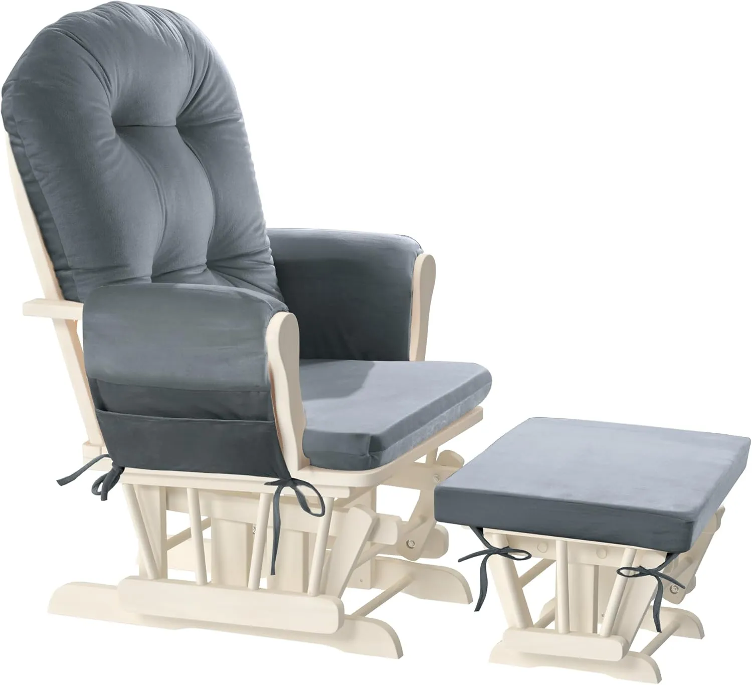 HOMBYS Glider Rocker Replacement Cushions 5 PCS with Storage Side Pocket, Velvet Fabric, Foam & Microfiber Filling, Non-Slip & Washable,Thickened & Supportive, Designed for Glider Rocking Chair