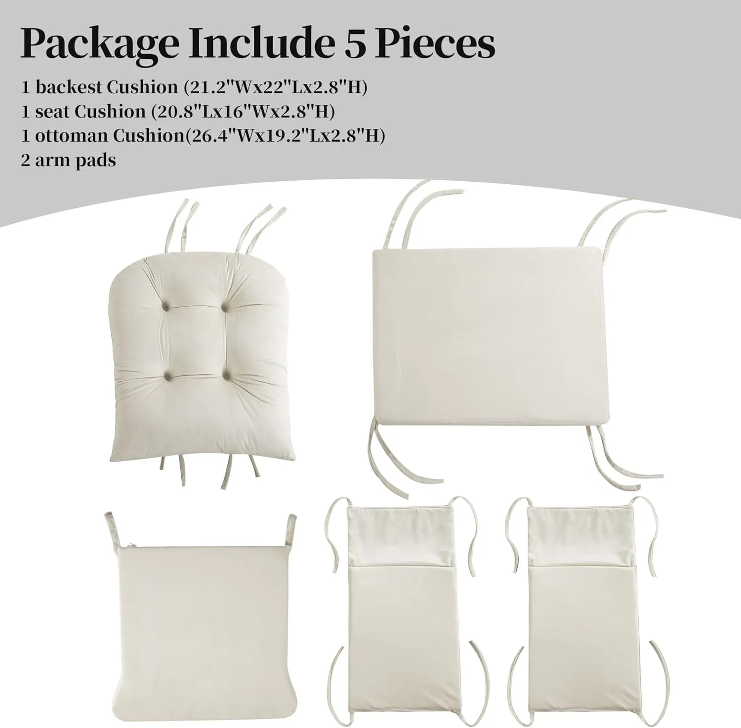 HOMBYS Glider Rocker Replacement Cushions 5 PCS with Storage Side Pocket, Velvet Fabric, Foam & Microfiber Filling, Non-Slip & Washable,Thickened & Supportive for Glider Rocking Chair