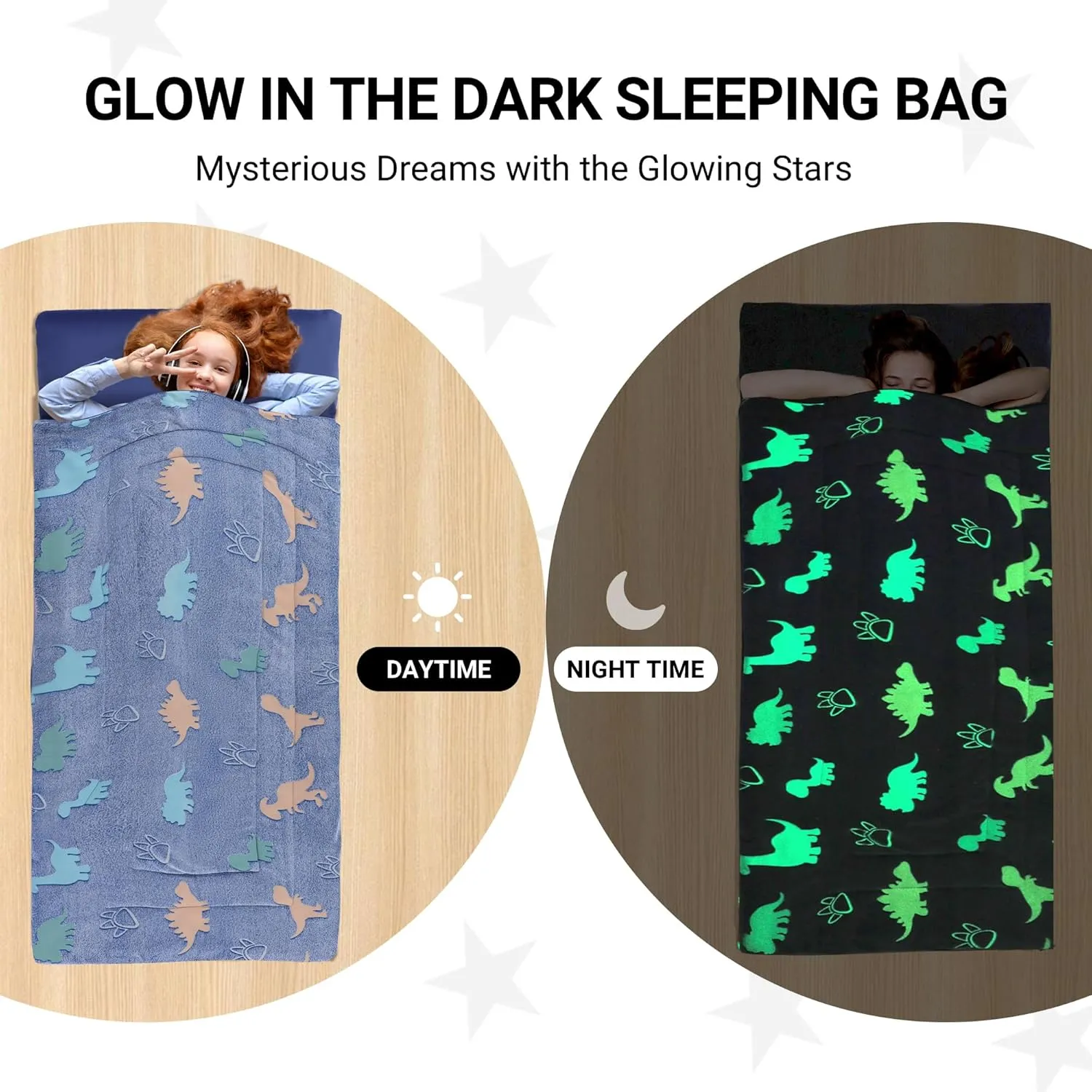 HOMBYS Glow in The Dark Sleeping Bags for 10~12 Years Old Kids, Soft Kids Nap Mat with Pillow and Blanket for Daycare School, Travel Sleep Bag for Childern Girls Boys Truck Travel Camping