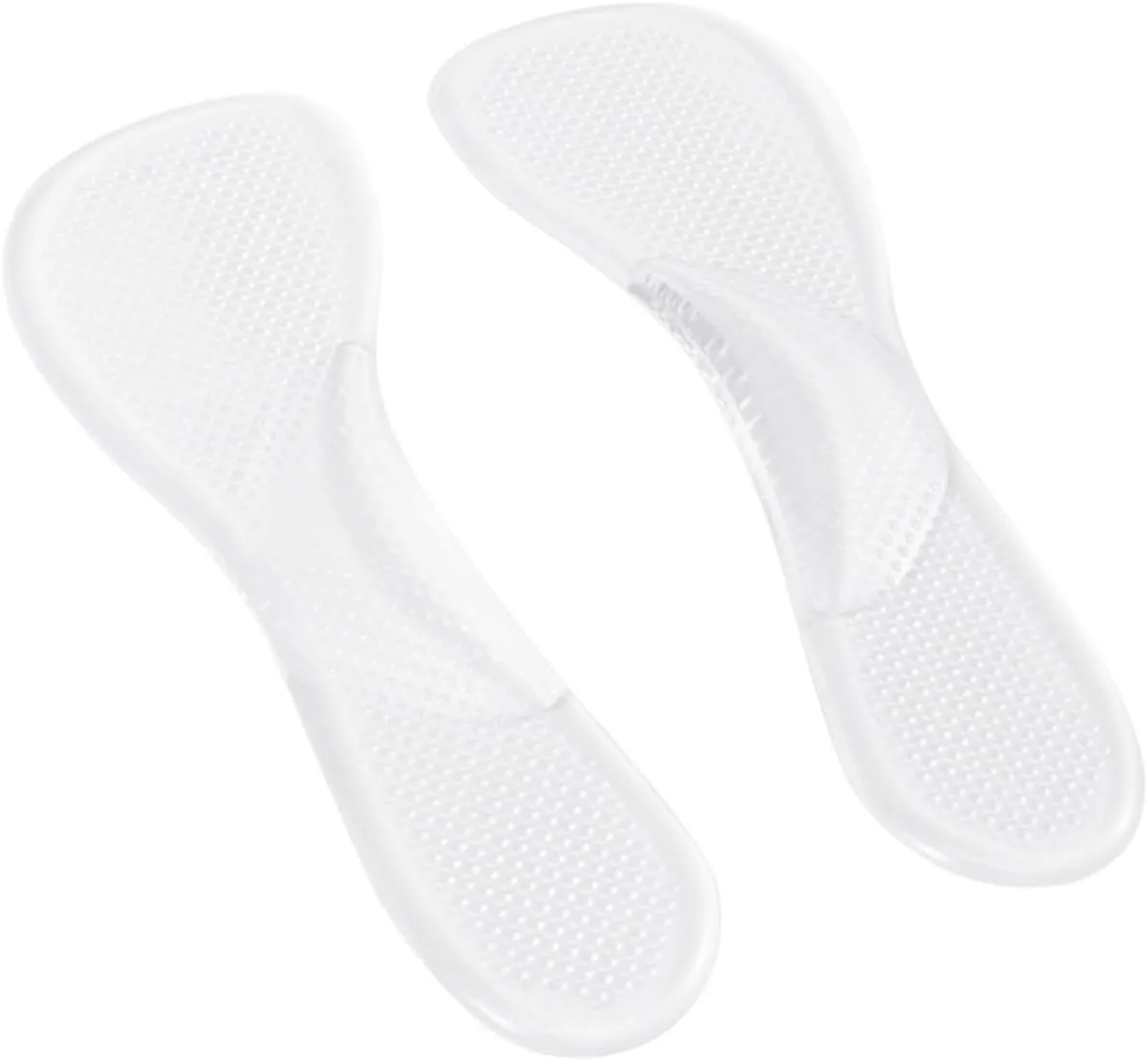 Homoyoyo 2Pairs Transparent Silicone Insoles for High Heel Shoes Gel Absorption Inserts with Arch Support for Comfort Foot Relief and Pressure Absorption
