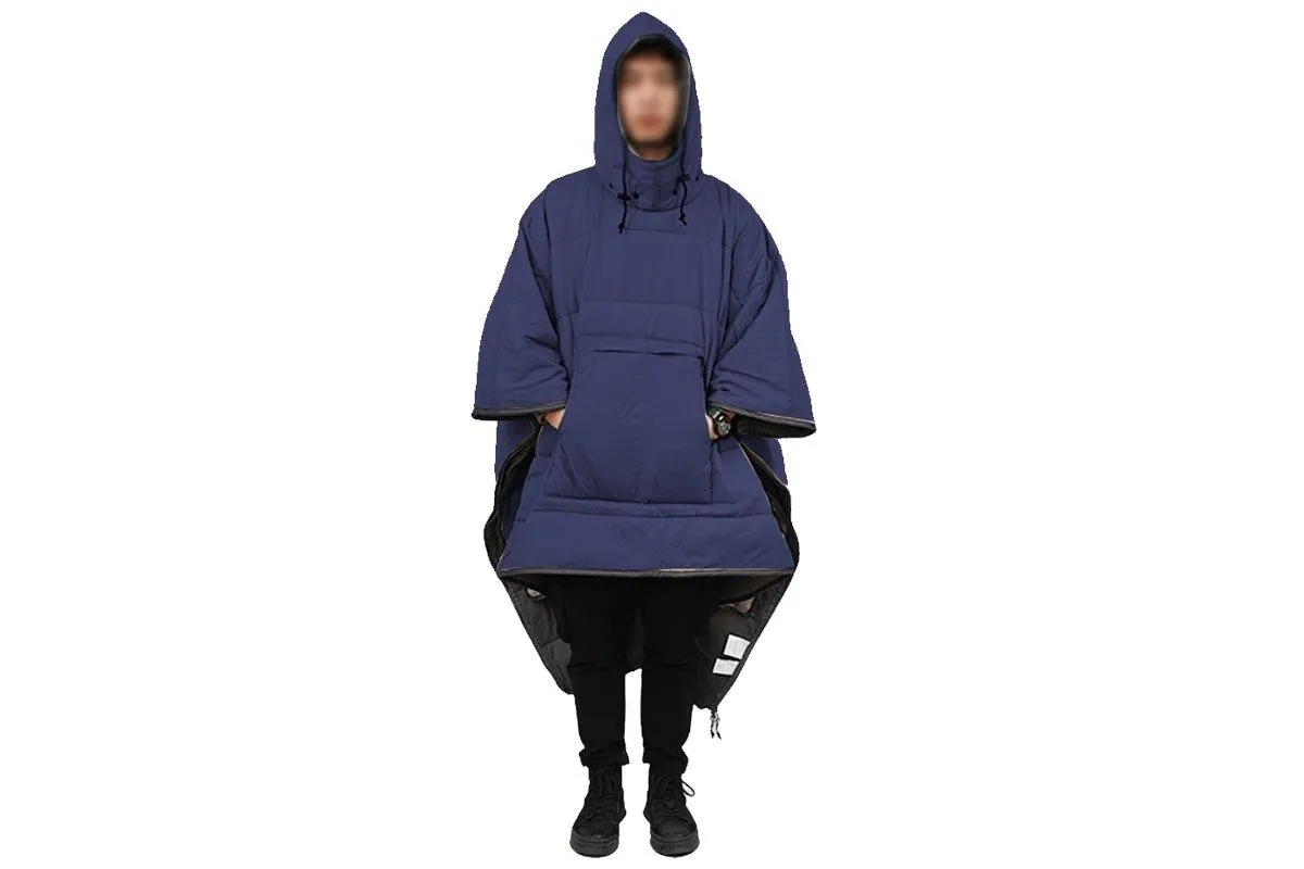 Hooded Trustworthy - Thermal Bag Wearable Navy Top-rated Sleeping Poncho Blanket Camping Blue