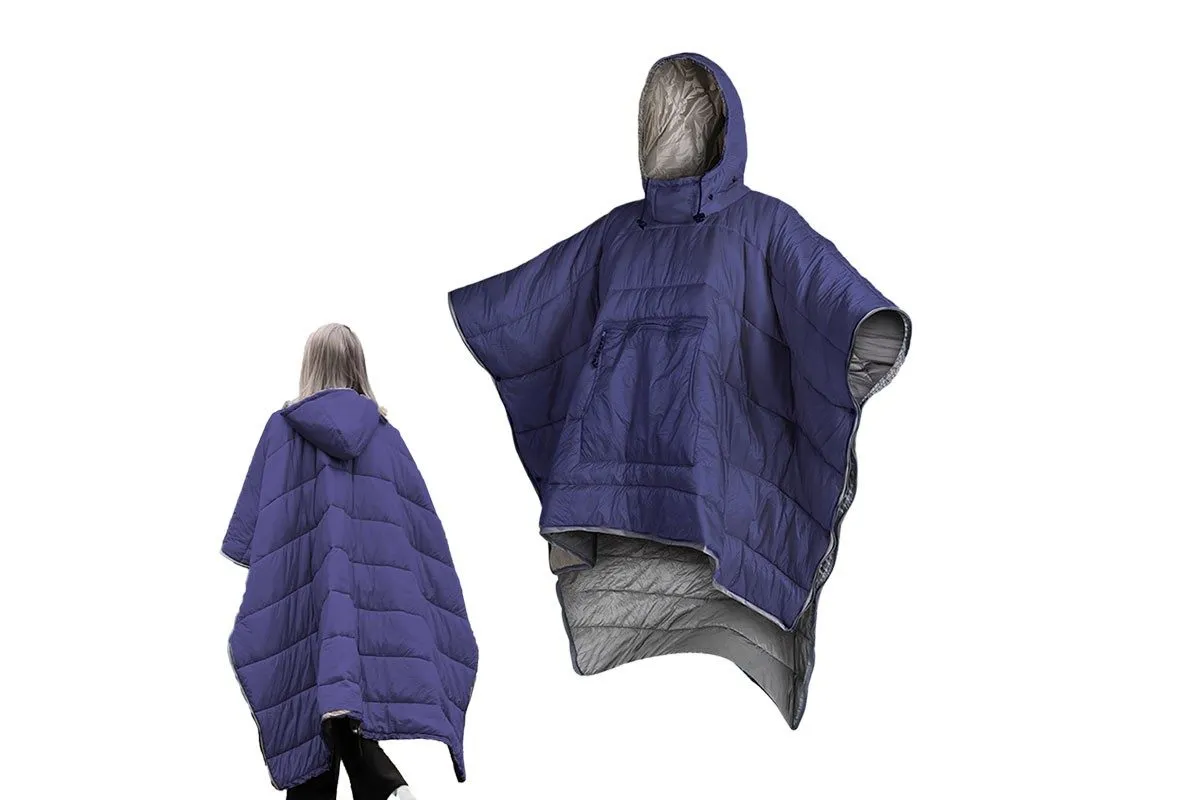 Hooded Trustworthy - Thermal Bag Wearable Navy Top-rated Sleeping Poncho Blanket Camping Blue