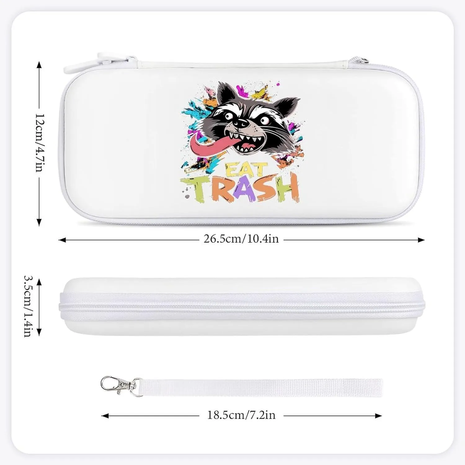 Hooligan Raccoon Eat Garbage Hard Shell Travel Case with Rope 15 Game Card Pockets Compatible with Switch Protective