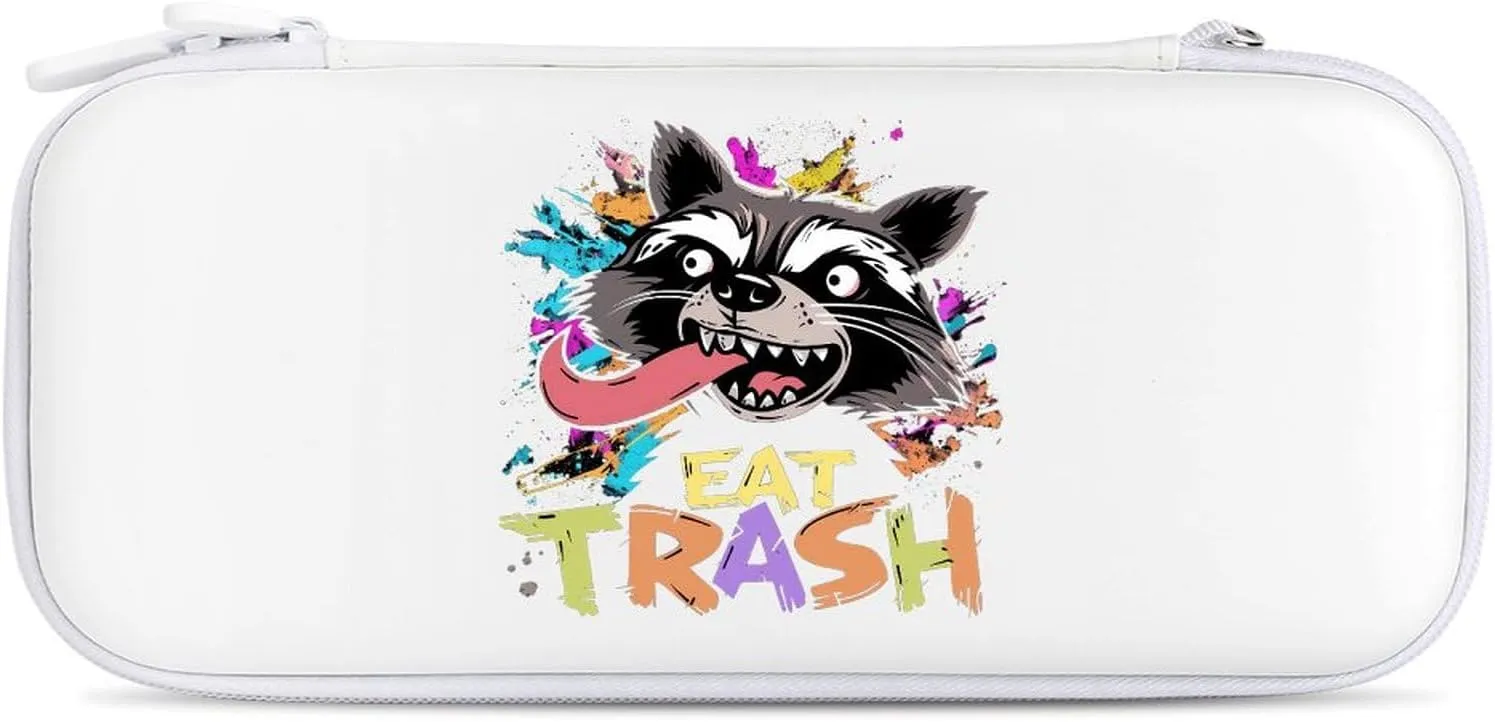 Hooligan Raccoon Eat Garbage Hard Shell Travel Case with Rope 15 Game Card Pockets Compatible with Switch Protective