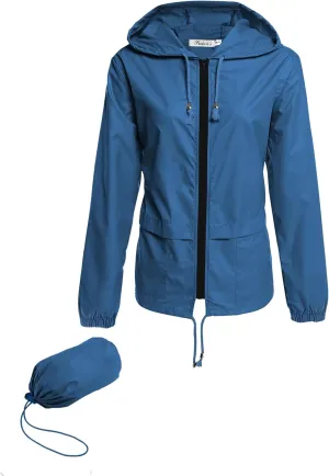 Hount Women's Lightweight Hooded Raincoat Waterproof Packable Active Outdoor Rain Jacket (S-3XL)