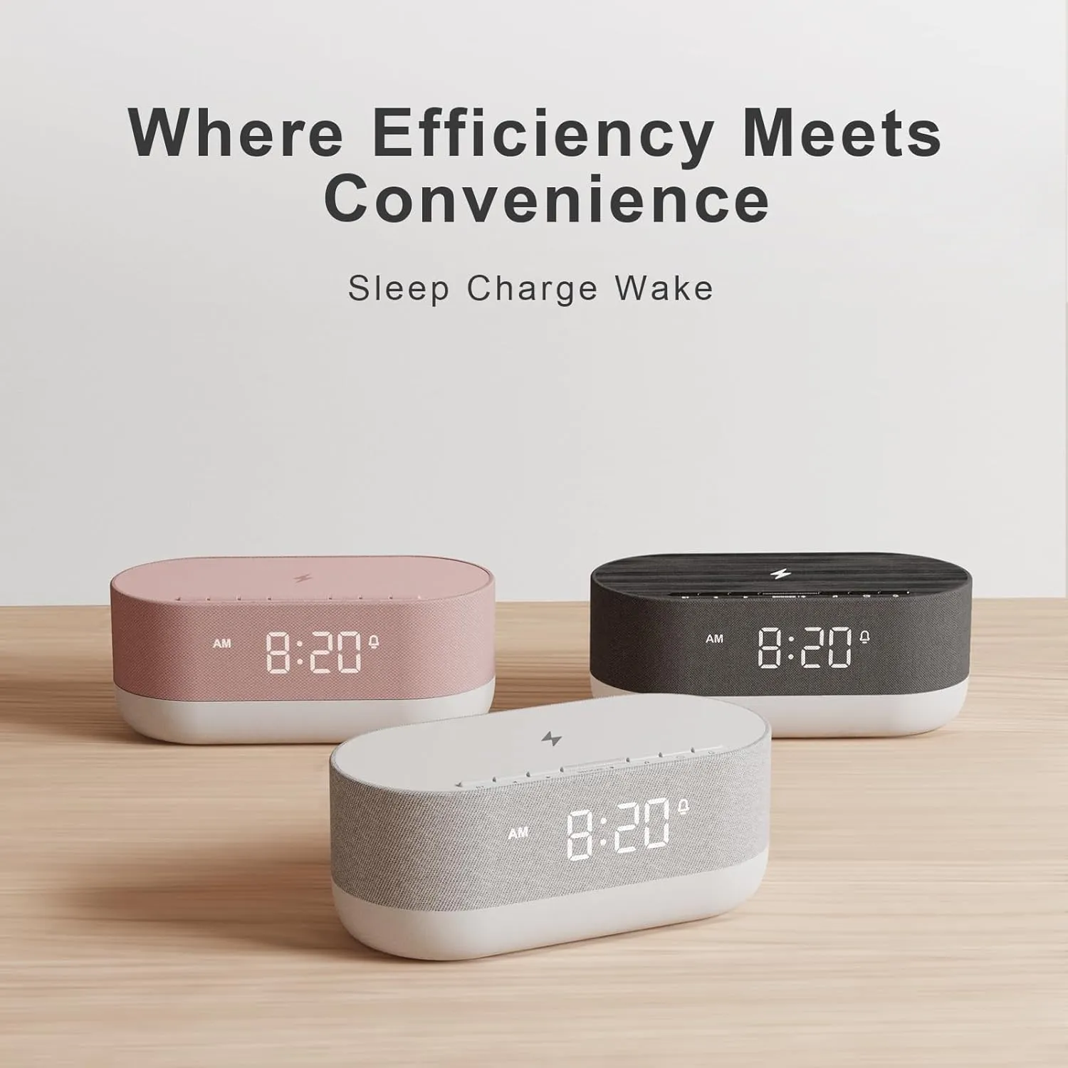 HOUSBAY 3 in 1 Sound Machine Alarm Clock& Wireless Charger：Soothing White Noise, Bluetooth Music Relaxation & Customized Sleep-Wake Routine