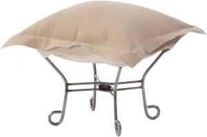 Howard Elliott Scroll Puff Rocker Seating Chair With Cover, Multipurpose Alternate Seating Butterfly Chair with Titanium Frame, Patio Furniture for Camping, Indoor & Outdoor, Prairie Linen Natural