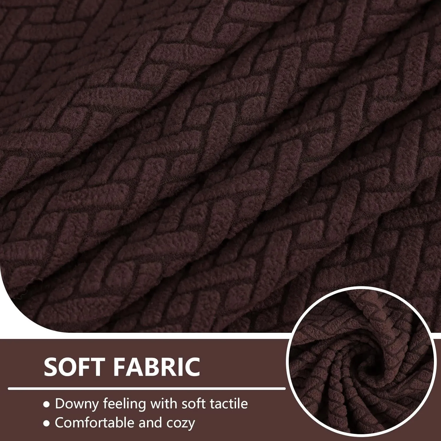 hyha Waterproof Couch Cushion Covers, Wear Resistant Couch Cover, Anti Slip Sofa Slipcovers Washable, Soft Thick Jacquard Furniture Protector for Pets Dog (3 Packs, Chocolate)