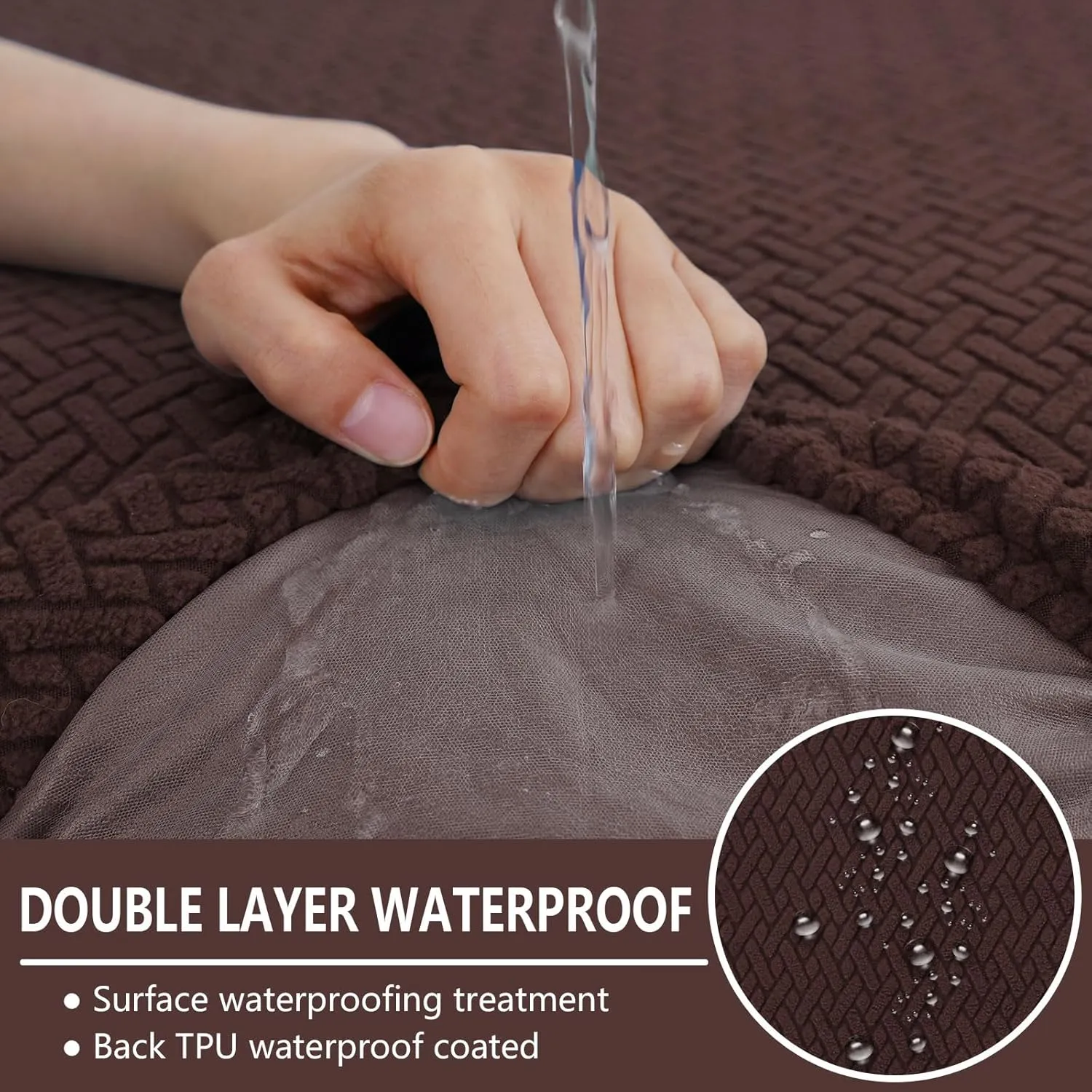 hyha Waterproof Couch Cushion Covers, Wear Resistant Couch Cover, Anti Slip Sofa Slipcovers Washable, Soft Thick Jacquard Furniture Protector for Pets Dog (3 Packs, Chocolate)