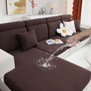 hyha Waterproof Couch Cushion Covers, Wear Resistant Couch Cover, Anti Slip Sofa Slipcovers Washable, Soft Thick Jacquard Furniture Protector for Pets Dog (3 Packs, Chocolate)