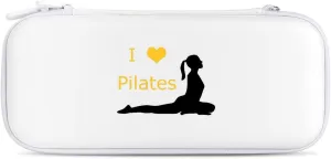 I Love Pilates Yoga Hard Shell Travel Case with Rope 15 Game Card Pockets Compatible with Switch Protective