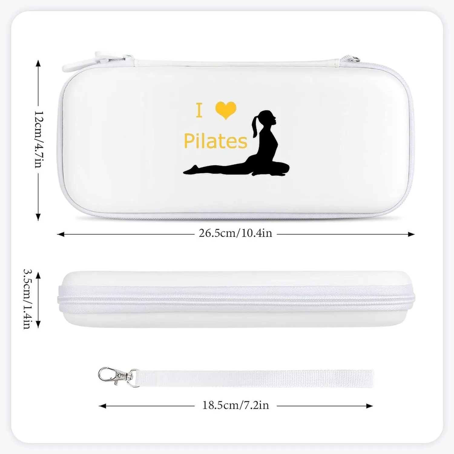 I Love Pilates Yoga Hard Shell Travel Case with Rope 15 Game Card Pockets Compatible with Switch Protective