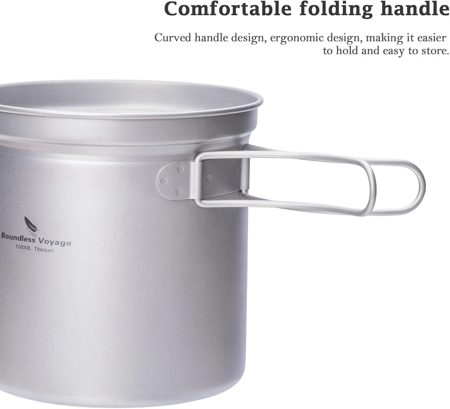 iBasingo Titanium Pot Pan Set with Folding Handle Outdoor Camping Soup Pot Bowl Frying Pan Mess Kit Ultralight Cookware for Picnic Travel Backpacking