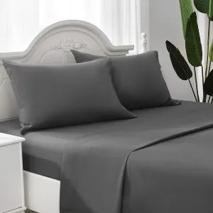 ILAVANDE Grey Sheets Set,Super Soft Microfiber Bed Sheets Set-Wrinkle Free & Breathable-14 Deep Pocket Queen Size Sheets (Dark Gray, Queen)