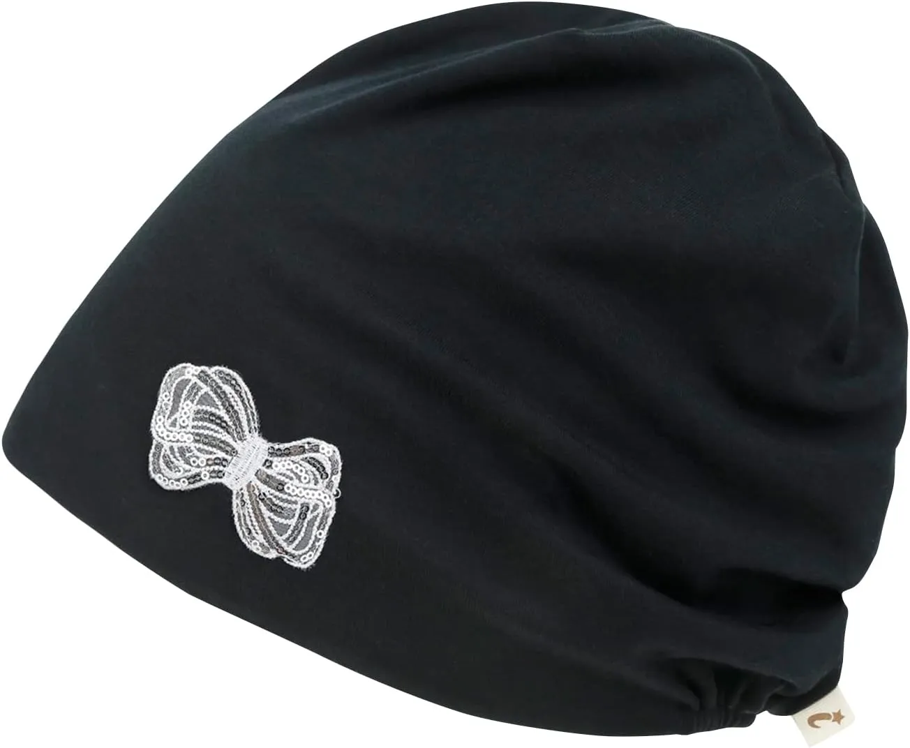 ililily Tencel Lyocell Flower Trim Chemo Hair Loss Beanie Ultra Soft Stretchable Head Cover Sleep Hat