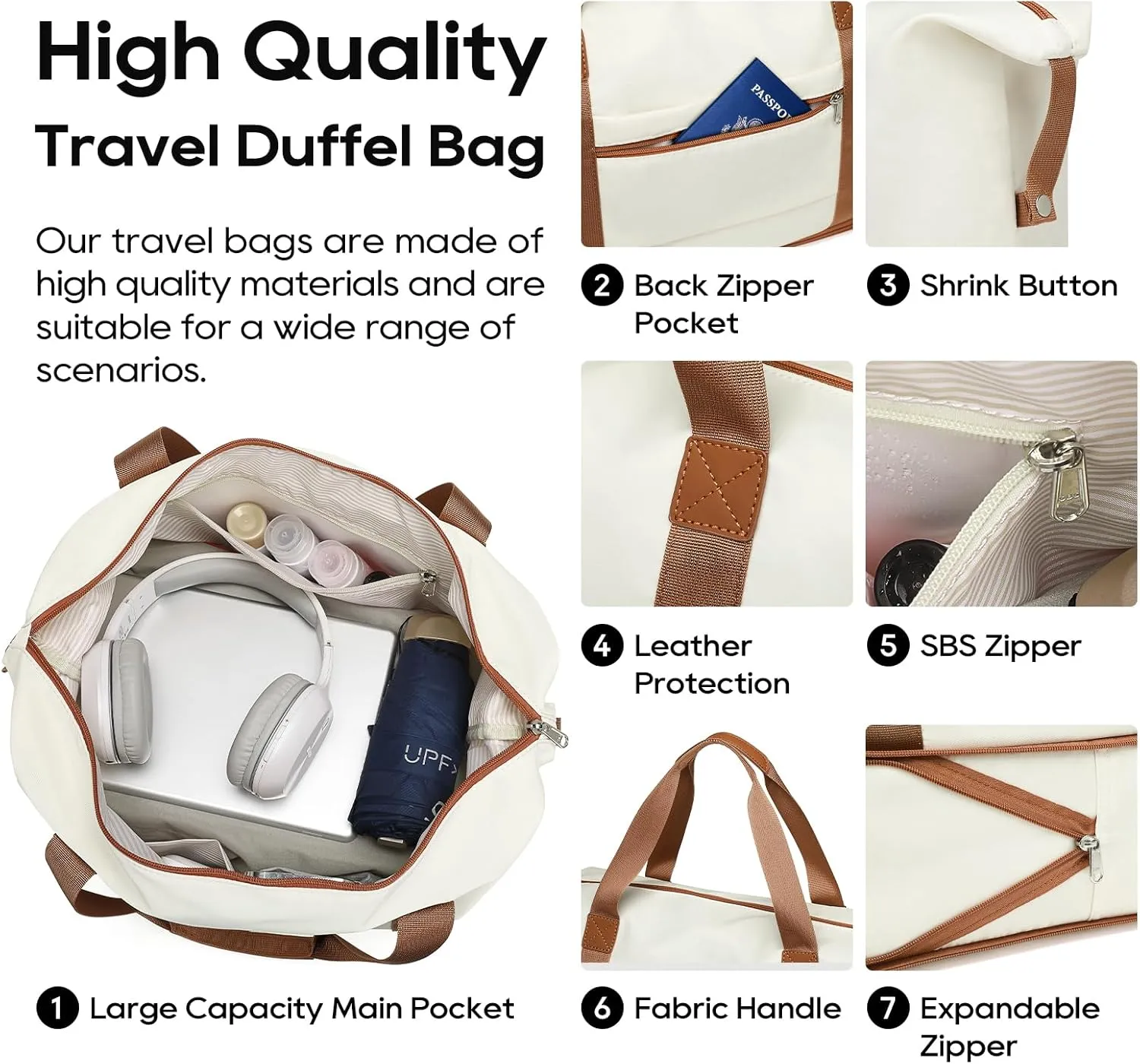 imiomo Travel Gym Duffel Bag - Weekender Bags for Women, Large Tote Overnight Bag, Sports Shoulder Hospital Bag