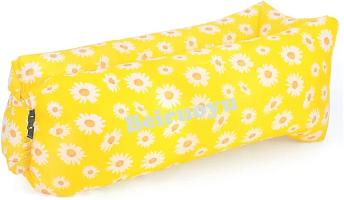 Inflatable Lounger Air Chair Sofa Bed Sleeping Bag Couch for Beach Camping Lake Garden ¡­ (Yellow (Little Daisy))