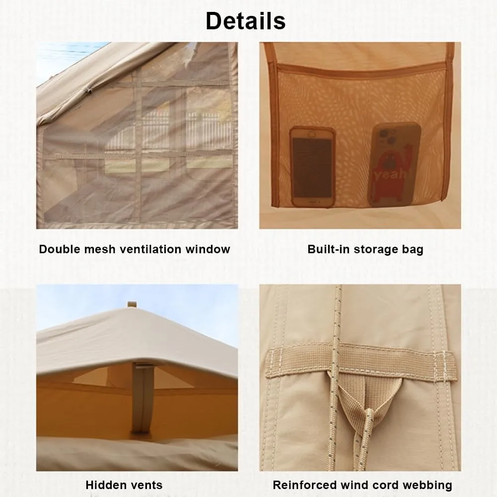Inflatable Tents with Pump,2-4 Person Blow Up Tent with Stove Jack Hole,4 Season Large Pop-Up Tents,Easy Setup