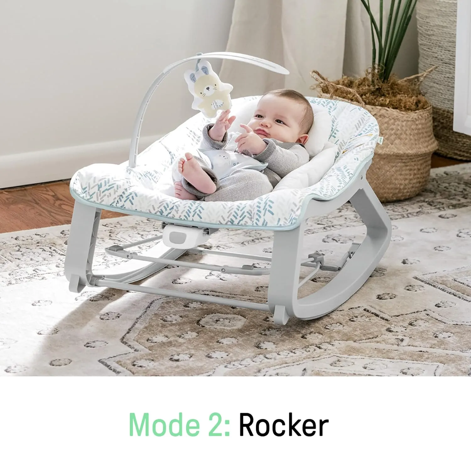 Ingenuity Keep Cozy 3-in-1 Grow with Me Vibrating Baby Bouncer Seat & Infant to Toddler Rocker, Vibrations & Toy Bar, 0-30 Months Up to 40 lbs (Pink Lily)