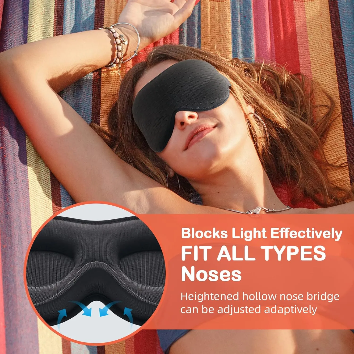 INNELO Contoured Sleep Mask for Side Sleepers - 100% Light Blocking, Soft and No Pressure on Eyes - Blindfold for Travel, Nap, Yoga