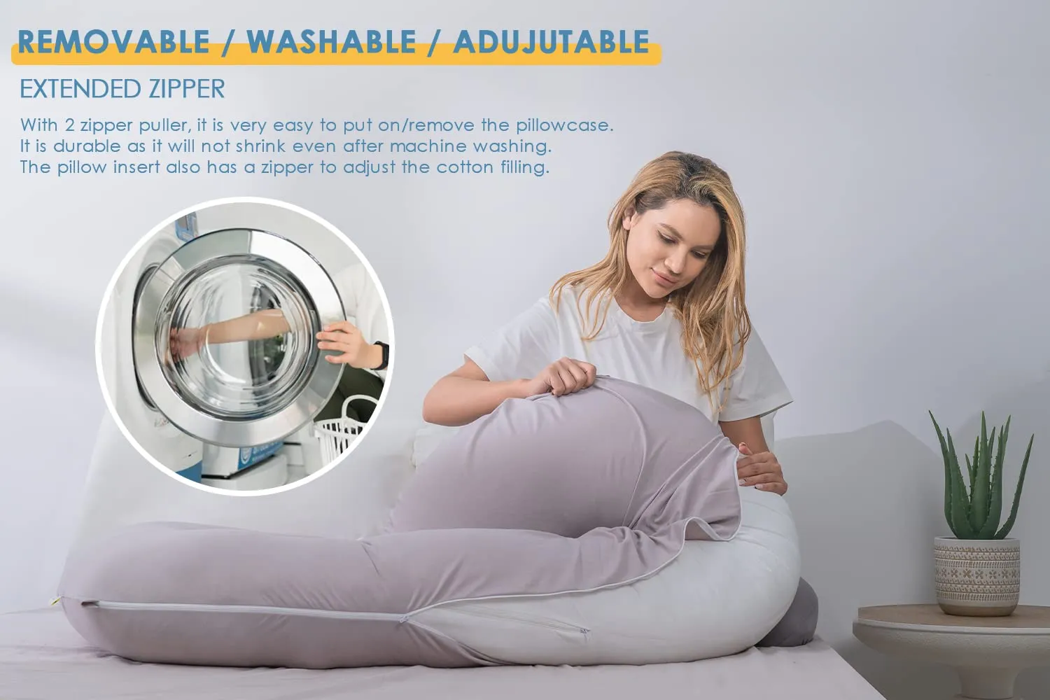INSEN Cooling Pregnancy Pillow, Maternity Pillow with Tencel Cover,C Shaped for Pregnant and Side Sleeping (Cooling Light Grey)