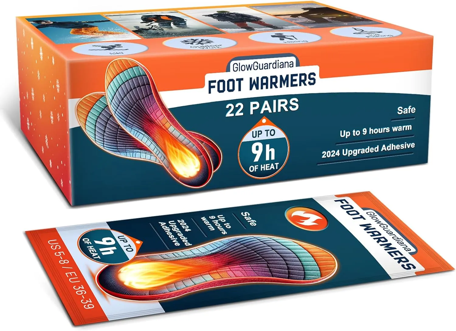 Insole Foot Warmers Long-Lasting Heating up tp 9h Air Activated Disposable Feet Warmers for Men & Women 22pairs