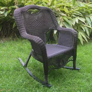 International Caravan Furniture Piece Resin Wicker Indoor/Outdoor Rocker
