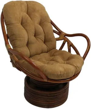 International Caravan Rattan Swivel Rocker with Micro Suede Cushion