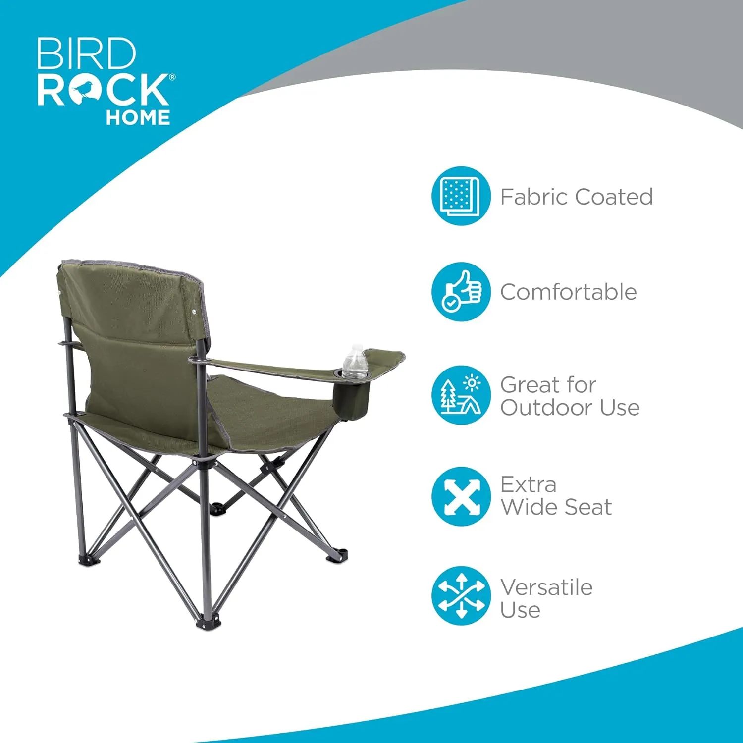 Internet's Best XL Padded Camping Folding Chair - Cooler Bag - Outdoor - Sports - Insulated Cup Holder - Heavy Duty - Carrying Case - Beach - Extra Wide - Quad