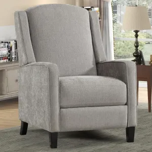 INZOY Wingback Pushback Recliner Chair, Fabric Push Back Recliners with Padded Seat, Mid Century Modern Reclining Chair for Living Room Bedroom, Grey