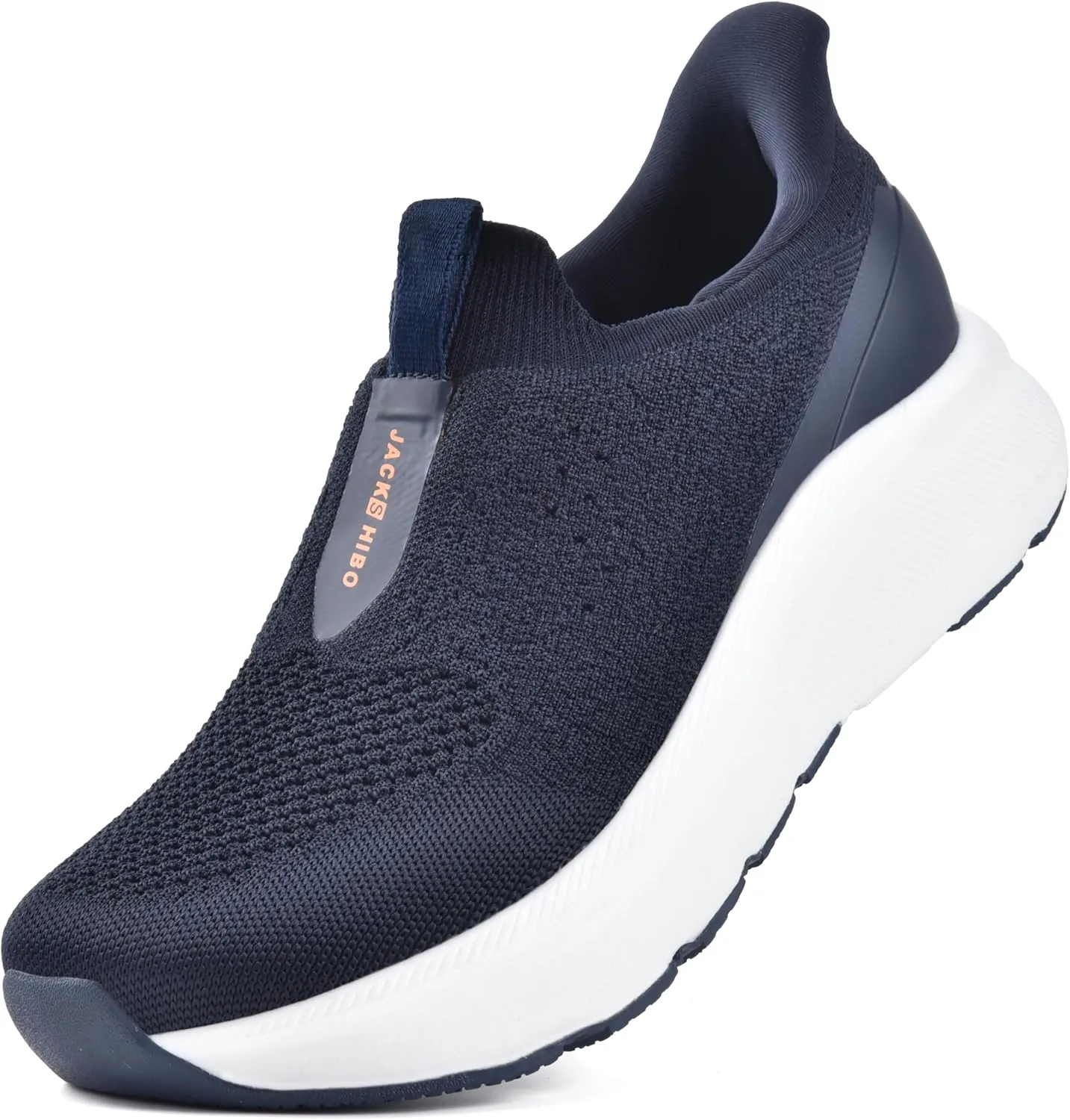 JACKSHIBO Men's Hands Free Slip On Walking Shoes Wide Toe Box Arch Support Orthopedic Sneakers Cushioned Thick Zero Drop Sole