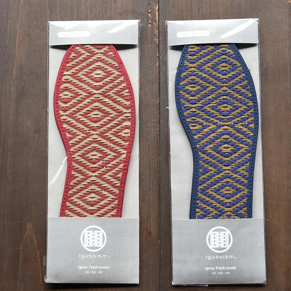 Japanese Traditional Organic Igusa Insoles, Smooth Sweat-Absorbing Deodorant Non-Slip Breathable Insoles Made of Igusa (Japanese Soft Rush Grass) (US Size 5, 23-23.5cm, Blue)